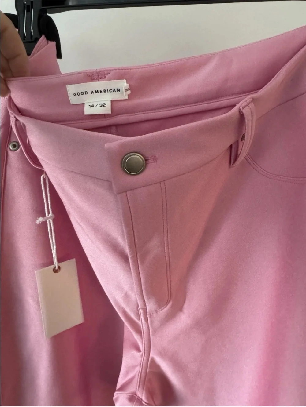 Good American Pink Nylon Riding Pants NWT Size 14